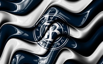 Bay FC 3D logo, 4k, blue white 3D waves, NWSL, football, Bay FC flag, creative, Bay FC logo, Bay FC, Argentine football club, soccer, FC Bay