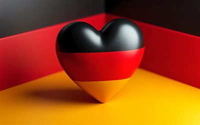 4k, I Love Germany, minimalism colorful 3D background, creative, Day of Germany, flag of Germany, heart with german flag, 3D hearts, german flag, Germany, Love for Germany