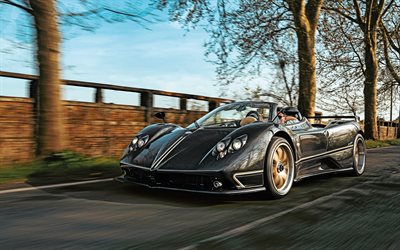pagani zonda roadster f, 4k, hdr, coches 2011, hipercoches, desenfoque de movimiento, superdeportivos, 2011 pagani zonda roadster f, coches italianos, pagani