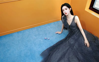 Meng Ziyi, 4k, gray dress, chinese actress, beauty, movie stars, Meng Zoey, asian woman, Zoey Meng, chinese celebrity, Meng Ziyi photoshoot