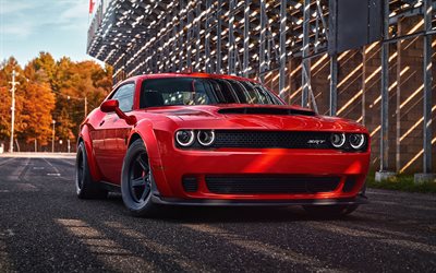Dodge Challenger SRT Démon, 2018, voitures de Sport, tuning, rouge Challenger, Dodge