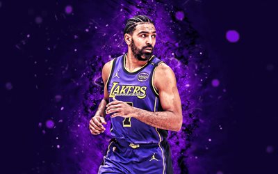 gabe vincent, 4k, violetti neonvalot, los angeles lakers, nba, amerikkalaiset koripalloilijat, gabe vincent 4k, koripallo, kansallinen koripalloyhdistys, la lakers, gabe vincent los angeles lakers