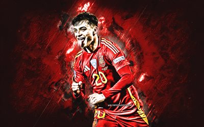 pedri, spanien national football team, spanischer fußballspieler, rücken gemahlen, grunge  kunst, spanien, fußball, pedro gonzalez lopez, pedri spanien