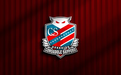 4k, hokkaido consadole sapporo 3d 로고, j1 리그, 빨간색 3d 배경, 축구, hokkaido consadole sapporo emblem, hokkaido consadole sapporo 로고, hokkaido consadole sapporo, 일본 축구 클럽, hokkaido consadole sapporo fc