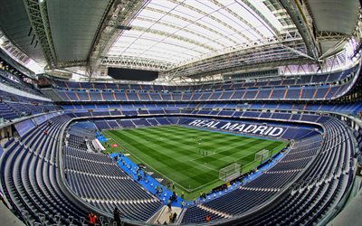 estadio santiago bernabeu, vista interior, lanzamiento de fútbol, santiago bernabeu 2025, estadio del real madrid, nuevo santiago bernabéu, la liga, madrid, españa, real madrid