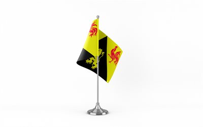 4k, Walloon Brabant table flag, white background, Walloon Brabant flag, table flag of Walloon Brabant, provinces of the Netherlands, Walloon Brabant flag on metal stick, flag of Walloon Brabant, Netherlands, Walloon Brabant