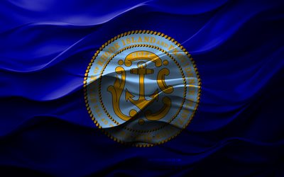 4k, bandera de providence, rhode island, ciudades estadounidenses, bandera 3d providence, eeuu, bandera de la providencia, textura 3d, día de la providencia, símbolos nacionales estadounidenses, arte 3d, providencia