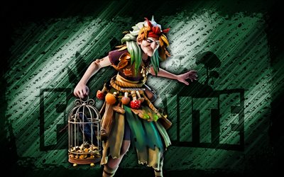 baba yaga fortnite, 4k, fondo diagonal verde, arte grune, fortnita, obra de arte, piel de baba yaga, personajes de fortnite, baba yaga, piel fortnite baba yaga
