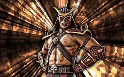 4k, shao kahn, kombat mortel, fond de rayons bruns, mkm, art abstrait, mortal kombat mobile, shao kahn mkm, personnages mortels de kombat, mortel kombat x, shao kahn mortal kombat, art créatif