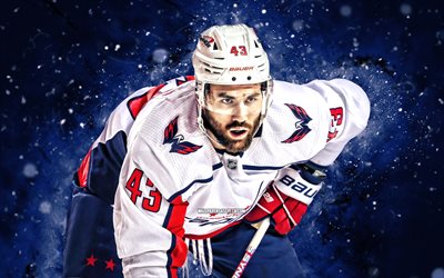 Tom Wilson, 4k, blue neon lights, Washington Capitals, NHL, canadian hockey players, Tom Wilson 4K, hockey, National Hockey League, Tom Wilson Washington Capitals