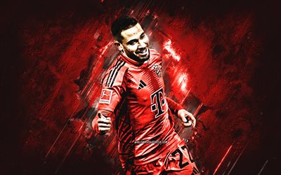 raphael guerreiro, fc bayern monaco, sfondo di pietra rossa, grunge art, calciatore portoghese, bundesliga, germania, calcio, raphael adelino jose guereiro, raphael guerreiro bayern monaco