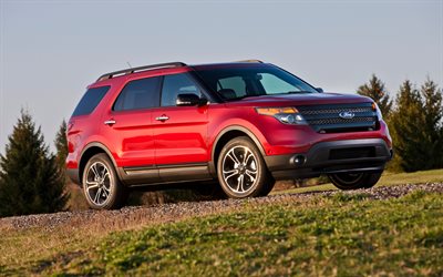 ford explorer sport, 4k, crossover, auto 2015, u502, us spec, red ford explorer, 2015 ford explorer, auto americane, guado