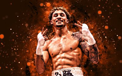 benjamin whittaker, 4k, orangen  neonlichter, leichtes schwergewicht, ibf, britische boxer, benjamin whittaker 4k, leichte schwere aufteilung, boxer