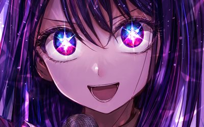 Ai Hoshino, stars, purple eye, Oshi no Ko, manga, Oshi no Ko manga series, artwork, Hoshino Ai, protagonist, Ai Hoshino Oshi no Ko
