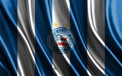 4k, logotipo da bahia, serie brasileira a, textura de seda branca vermelha, bandeira da bahia, time de futebol brasileiro, futebol, bandeira da seda, emblema da bahia, brasil, bahia emblema, bahia, esporte clube bahia