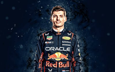 max verstappen, 4k, luci al neon grigia, red bull racing, formula 1, driver da corsa olandese, max verstappen 4k, rbr, f1, oracle red bull racing, max verstappen red bull racing