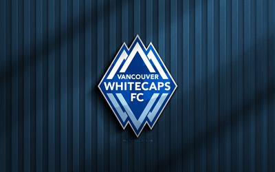 4k, vancouver whitecaps 3d logo, mls, sfondo 3d blu, calcio, emblema di vancouver whitecaps, logo vancouver whitecaps, vancouver whitecaps, club di calcio canadese, vancouver whitecaps fc