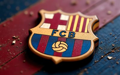 fc barcelona logga i trä, 4k, blå vinröd trä bakgrund, fc barcelonas emblem, spanien, fc barcelona, la liga, fc barcelonas logotyp, fotboll, barcelona logotyp, barcelona