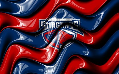 south carolina stingrays 3d logo, 4k, siniset punaiset 3d aallot, echl, jääkiekko, etelä carolina stingrays  lippu, luova, south carolina stingraysin logo, amerikkalainen jääkiekkojoukkue, etelä carolina stingrays