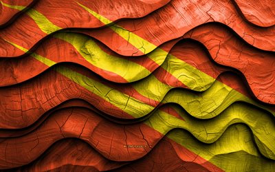 4k, bandera de ostfold, condados de noruega, banderas de madera con ondas 3d, día de ostfold, noruega, bandera de madera de ostfold, condados noruegos, ostfold