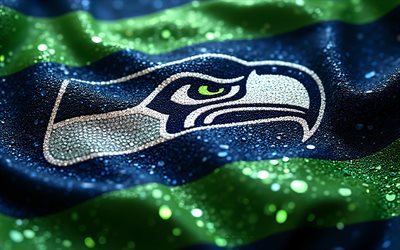 시애틀 시호크스 다이아몬드 로고, 4k, 푸른 녹색 다이아몬드 배경, 미식축구 클럽, 시애틀 시호크스 로고, 시애틀 시호크스 엠블럼, 미국, 시애틀 시호크스, 미식 축구, nfl