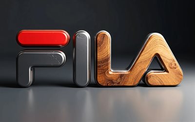 logotipo de metal de madera de fila, 4k, minimalismo, fondo oscuro, creativo, logotipo de fila de dos materiales, logotipo 3d de fila, marcas de moda, logotipo de fila, fila