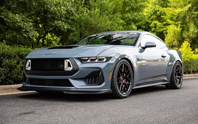 4k, ford mustang rtr especificación 1, parque, 2026 coches, sintonización, superdeportivos, ford mustang gris, ford mustang 2026, autos americanos, vado