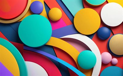 4k, círculos abstractos coloridos, diseño de materiales, obra de arte, abstracción colorida, fondos abstractos coloridos, creativo, círculos abstractos, fondos abstractos