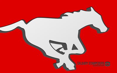 logotipo de calgary stampeders, 4k, fondo rojo, arte del carbono, cfl, emblema de los stampeders de calgary, equipo de fútbol canadiense, canadá, estampadoras de calgary, fútbol americano