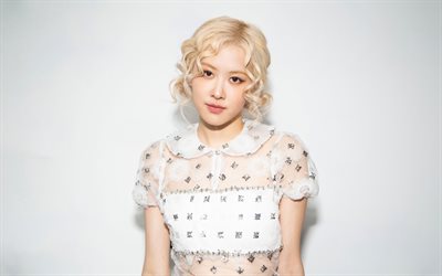 rosa, 4k, vestido blanco, k pop, rosa negro, cantante surcoreano, cantantes populares, parque roseanne, celebridad surcoreana, estrellas de la musica, rosa negra, sesión de fotos en el parque roseanne