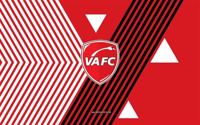 Valenciennes FC logo, 4k, French football team, red white lines background, Valenciennes FC, Ligue 2, France, line art, Valenciennes FC emblem, football