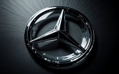 mercedes benz chromemblem, 4k, mercedes logo, eleganter schwarzer hintergrund, mercedes benz logo, schwarz poliertes metall, mercedes benz schild, deutsche autos, mercedes benz