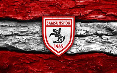 logotipo de madeira do samsunspor, 4k, fundo de madeira branco vermelho, superliga, futebol, logotipo do samsunspor, emblema do samsunspor, samsunspor, clube de futebol turco, samsunspor fc