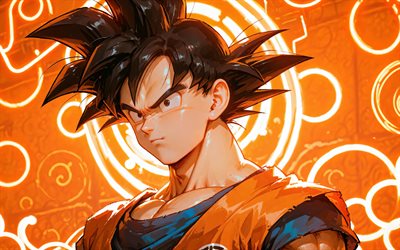 4k, son gokú, anillos de neón naranja, bola de dragón, personajes de dragon ball de son goku, manga, dragon ball súper, personajes de dbs, son goku dbs