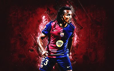 jules kounde, fc barcelone, footballeur français, fond de pierre bordeaux, grunge, la liga, espagne, catalogne, jules kounde barcelone, football