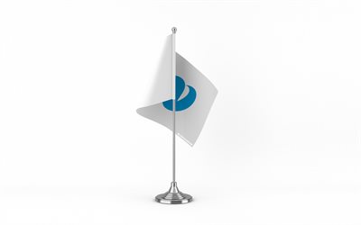 4k, bandera de mesa de nagasaki, fondo blanco, bandera de nagasaki, prefecturas de japón, bandera de nagasaki en metal stick, japón, nagasaki