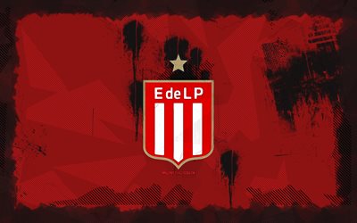 estudiantes de la plata grunge logo, 4k, división de primera argentina, fondo grune rojo, fútbol, estudiantes de la plata emblema, fútbol americano, logotipo de estudiantes de la plata, estudiantes de la plata club de fútbol argentino, estudiantes de la plata fc
