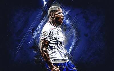 marinho, fortaleza, calciatore brasiliano, mario sergio santos costa, sfondo di pietra blu, grunge art, brasile, calcio, fortaleza esporte club, marinho fortaleza