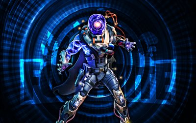 cyclo fortnite, 4k, blauer spiralhintergrund, fortnite, kreativ, cyclo  haut, fortnite cyclo skin, cyclo, fortnite  charaktere