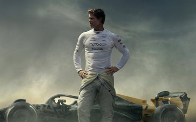 2025, F1, poster, 4k, promo materials, F1 film, Sonny Hayes, Brad Pitt, Formula 1, Teaser poster, F1 characters