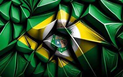 drapeau de ceara, 4k, texture créative 3d, drapeau ceara 3d, brésil, art 3d, ceara, état du brésil, drapeau de l'état de ceara