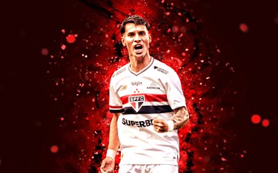 Ferreirinha, 4k, red neon lights, Sao Paulo FC, Brazilian Serie A, Brazilian footballers, Ferreirinha 4K, Sao Paulo, SPFC, Ferreirinha Sao Paulo