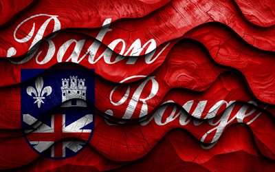 4k, drapeau de baton rouge, villes américaines, drapeaux d'ondes 3d en bois, jour de baton rouge, usa, drapeau en bois de baton rouge, baton rouge louisiane, baton rouge