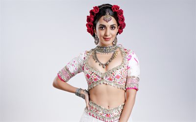 Kiara Advani, 4k, saree, beauty, Bollywood, indian actress, brunette woman, pictures with Kiara Advani, popular actress, indian celebrity, Kiara Advani photoshoot