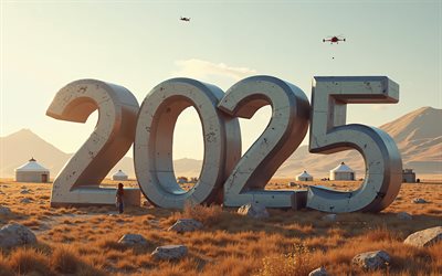 2025 mongolia, 4k, 2025 conceptos, desierto, mongolia, arte 3d, 2025 dígitos 3d, mongolia 2025, viajar a mongolia 2025, arte creativo