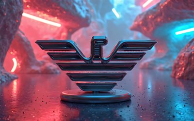 トミーヒルフィガーメタルロゴ, 4k, カラフルなネオンライト, 3dアート, ブランド, ジョルジオアルマーニ3dロゴ, クリエイティブ, ジョルジオアルマーニロゴ, ファッションブランド, ジョルジオ・アルマーニ