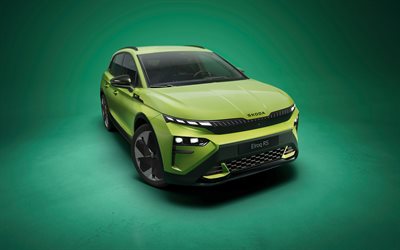 skoda elroq rs, 4k, スタジオ, 2025車, クロスオーバー, 電気自動車, グリーンスコーダエルロク, 2025 skoda elroq, チェコ車, シュコダ