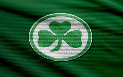 spvgg greuther furth logo, 4k, خلفية النسيج الأخضر, 2 البوندسليجا, خوخه, كرة القدم, شعار spvgg greuther furth, spvgg greuther fust, نادي كرة القدم الألماني, greuther furth fc