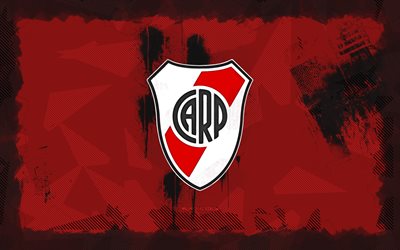 river plate grunge logo, 4k, división de primera argentina, fondo grune rojo, fútbol, emblema de la placa del río, fútbol americano, logotipo de river plate, placa de río, club de fútbol argentino, placa de río fc, placa de río ca