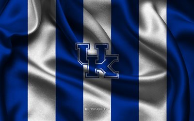 4k, logo kentucky wildcats, tessuto di seta bianca blu, team di calcio americano, emblema del kentucky wildcats, ncaa, kentucky wildcats, usa, football americano, kentucky wildcats football, national collegiate athletic association